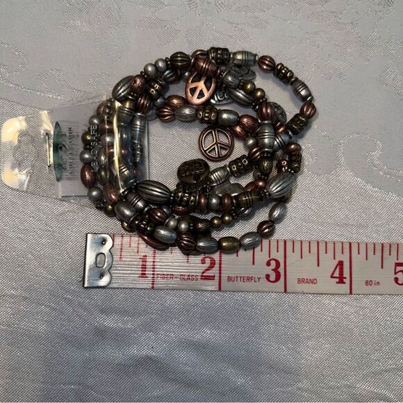 New Icon Collection Peace Bracelets Doves Peace Signs Stretch Multi Metallic - Picture 3 of 8